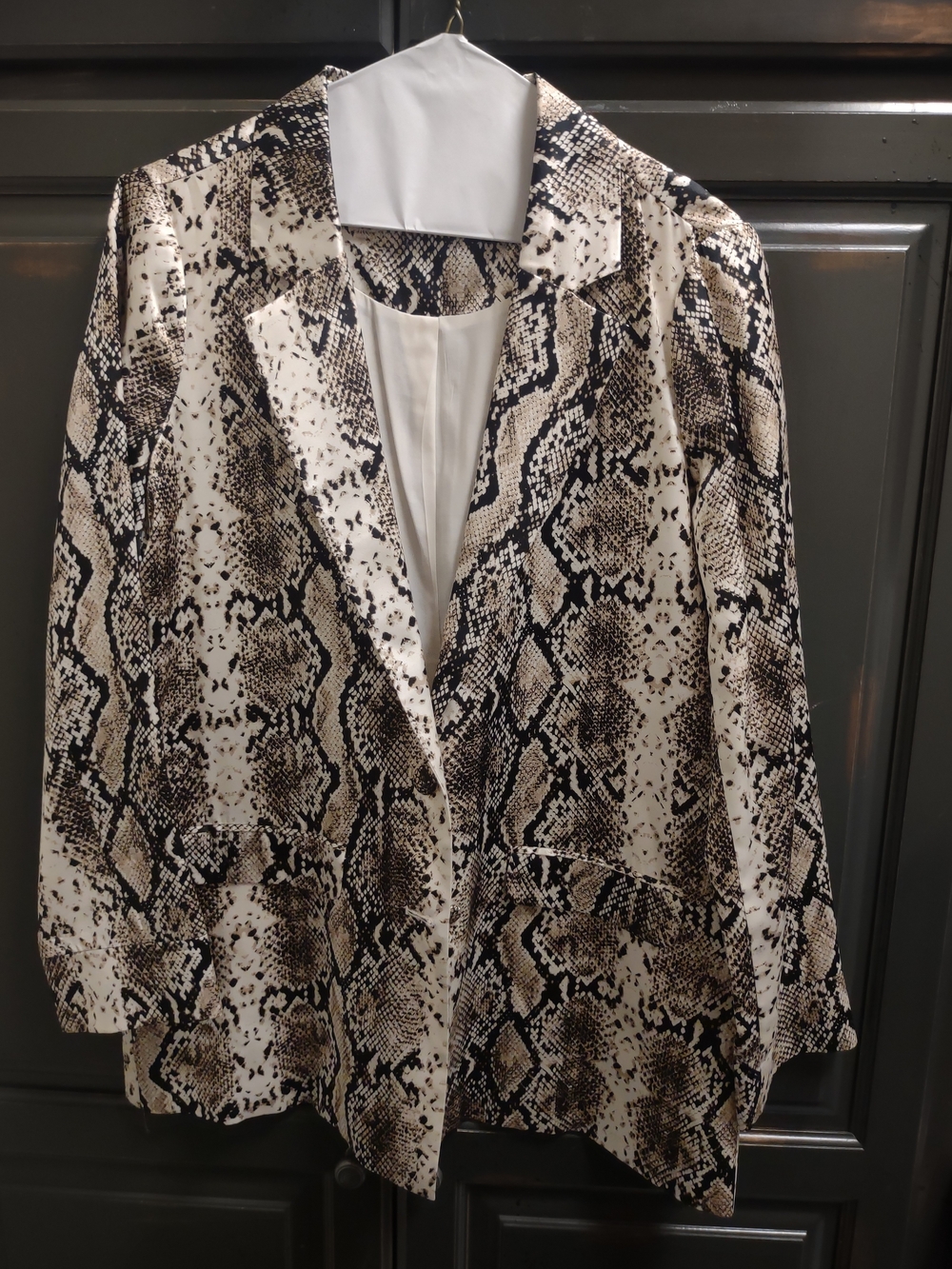 Cami NYC Snake-Print Blazer in Black and Cream